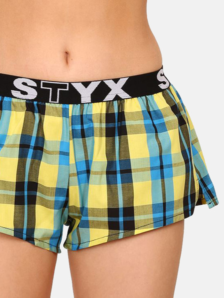 Styx Blau-gelb karierte Damen-Schlafshorts von Styx