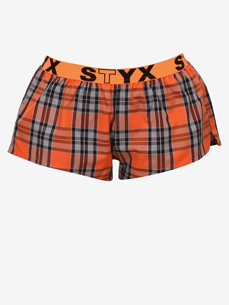 Styx Orangefarbene karierte Damen-Schlafshorts Styx