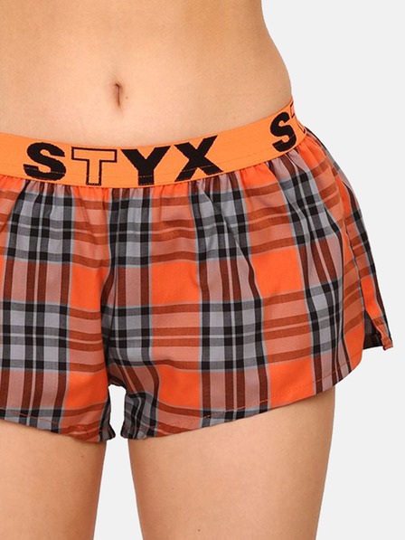 Styx Orangefarbene karierte Damen-Schlafshorts Styx