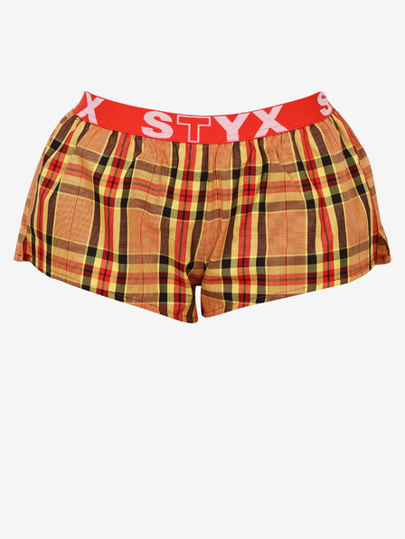 Styx Rot-orangefarbene karierte Damen-Schlafshorts von Styx