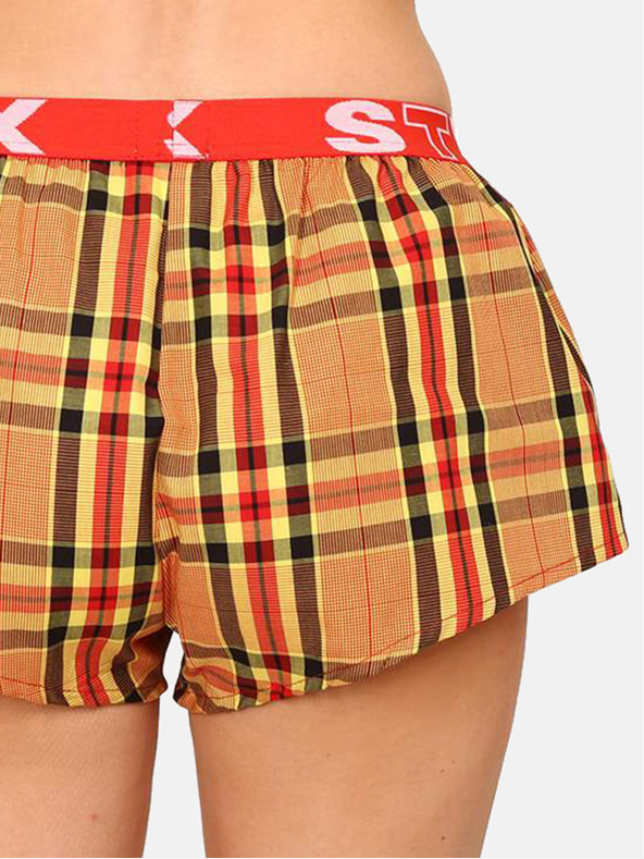 Styx Rot-orangefarbene karierte Damen-Schlafshorts von Styx