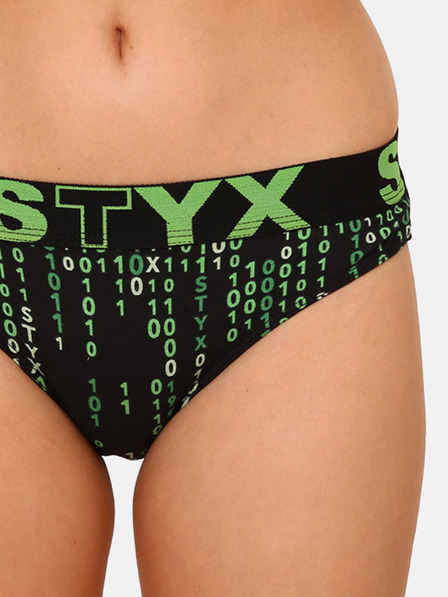 Styx Schwarz-grün gemusterte Damen-Slips Styx Art Code