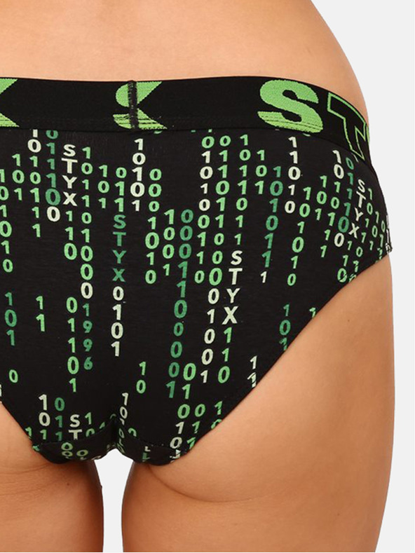 Styx Schwarz-grün gemusterte Damen-Slips Styx Art Code