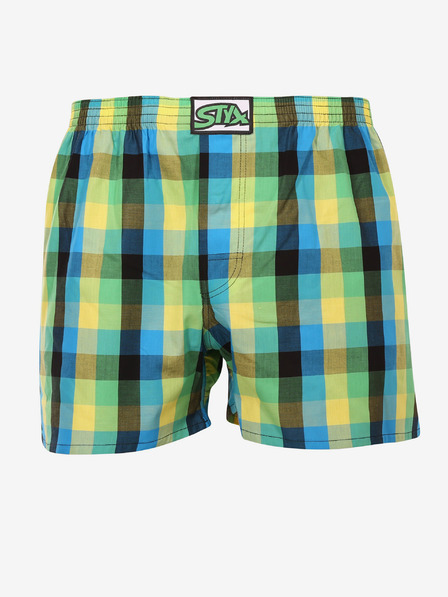 Styx Schwarz-grün karierte Herrenshorts Styx