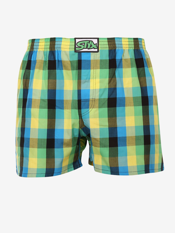 Styx Schwarz-grün karierte Herrenshorts Styx