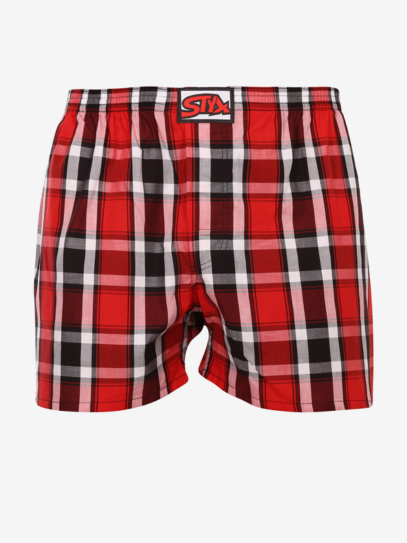 Styx Schwarz-rot karierte Herrenshorts Styx