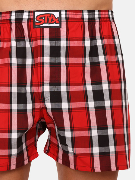 Styx Schwarz-rot karierte Herrenshorts Styx