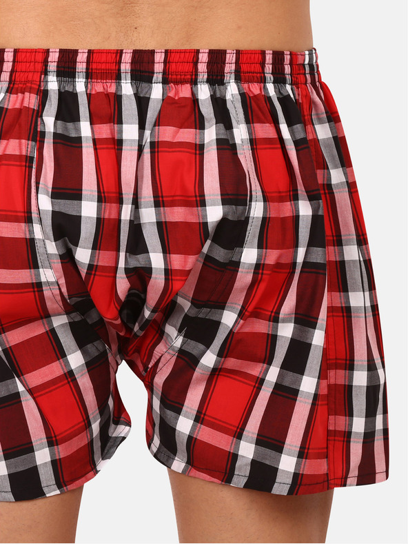 Styx Schwarz-rot karierte Herrenshorts Styx