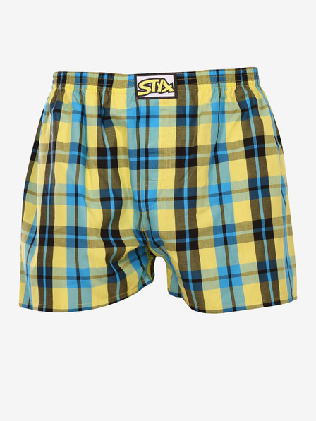 Styx Blau-gelb karierte Herrenshorts Styx