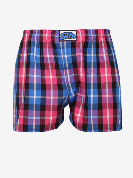 Styx Rosa und blau karierte Herrenshorts Styx