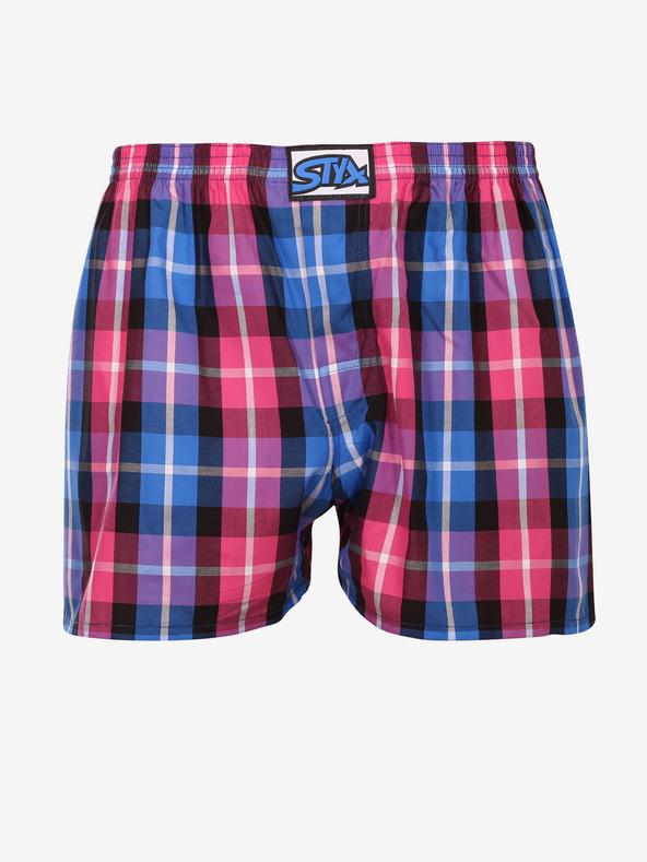 Styx Rosa und blau karierte Herrenshorts Styx