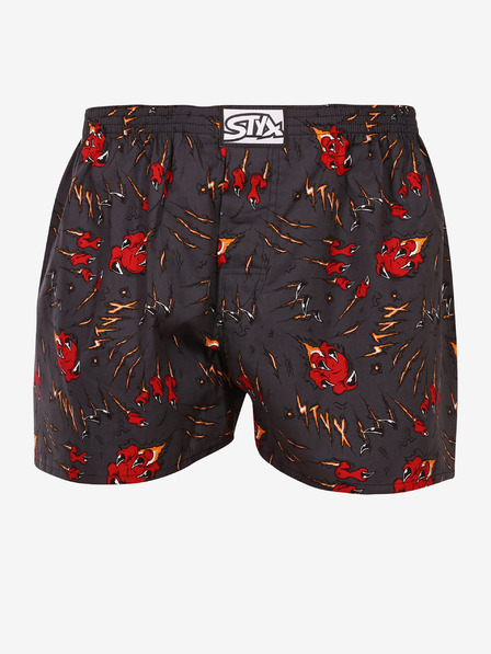 Styx Rot und grau gemusterte Herrenshorts Styx Art Claws