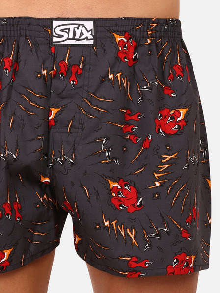 Styx Rot und grau gemusterte Herrenshorts Styx Art Claws
