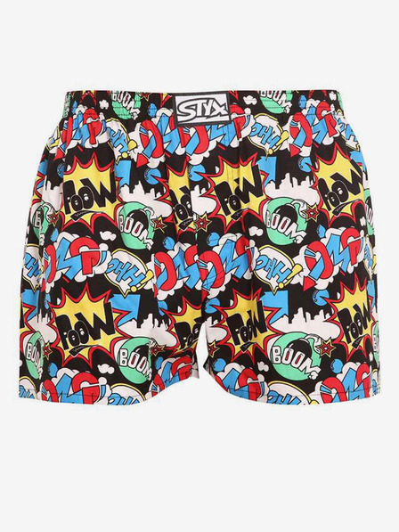 Styx Türkis und schwarz gemusterte Herrenshorts Styx art OMG
