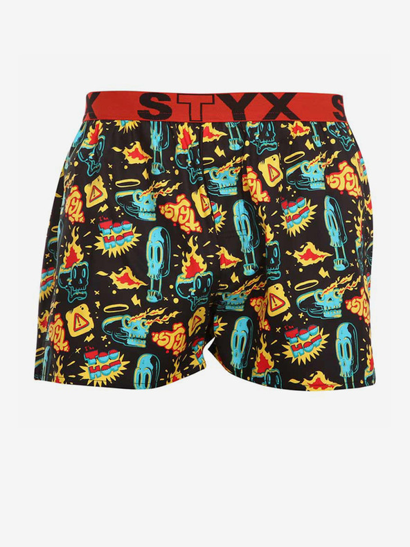 Styx Gelb-schwarz gemusterte Herrenshorts Styx art Toohot