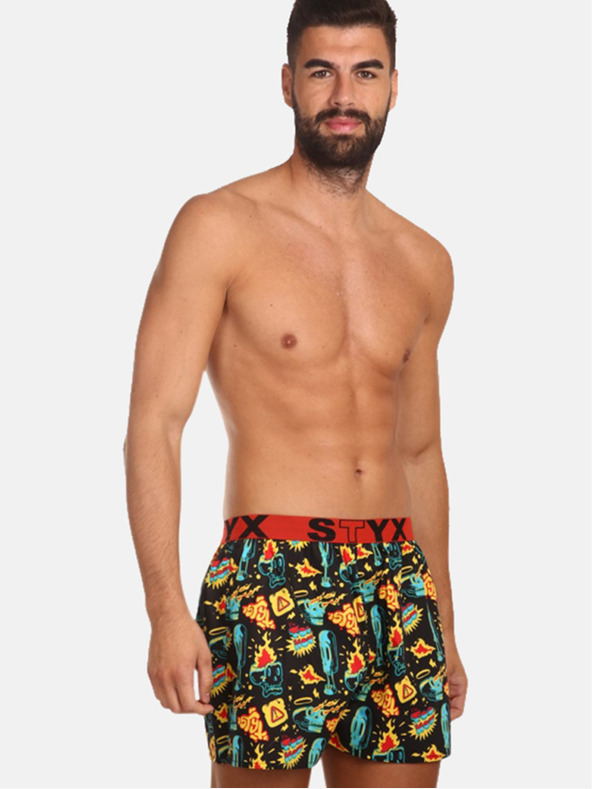 Styx Gelb-schwarz gemusterte Herrenshorts Styx art Toohot