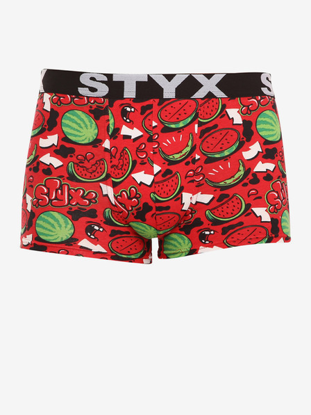 Styx Grün und rot gemusterte Herren-Boxershorts Styx art Melons