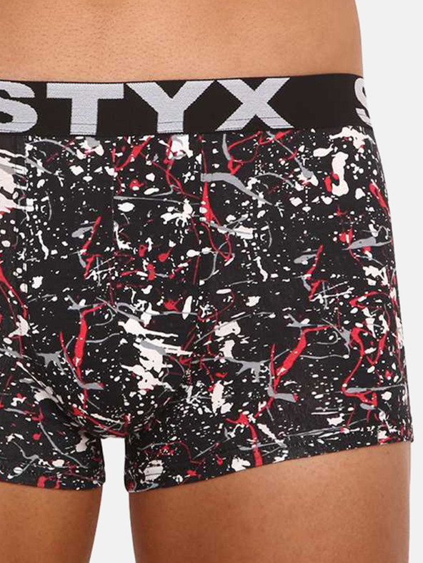 Styx Weiß-schwarz gemusterte Herren Boxershorts Styx Jáchym