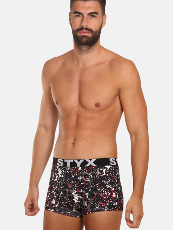 Styx Weiß-schwarz gemusterte Herren Boxershorts Styx Jáchym