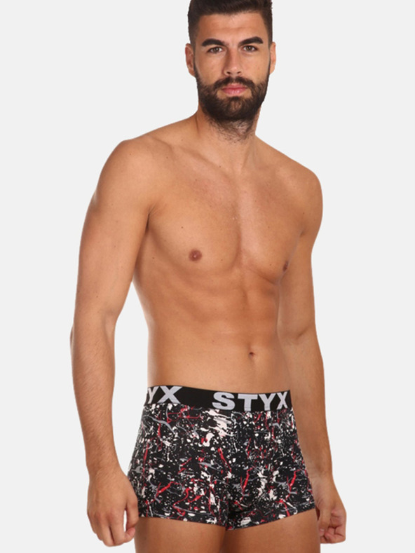 Styx Weiß-schwarz gemusterte Herren Boxershorts Styx Jáchym