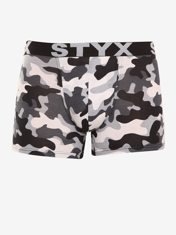 Styx Weiße und graue Herren-Armee-Boxershorts Styx long art camouflage