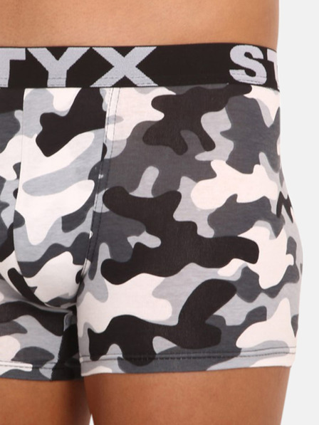 Styx Weiße und graue Herren-Armee-Boxershorts Styx long art camouflage