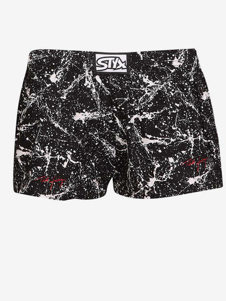 Styx Weiß-schwarz gemusterte Jungen-Shorts Styx art Jáchym