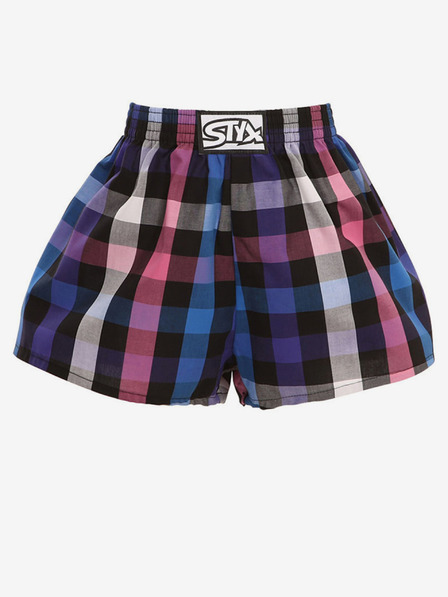 Styx Schwarz-violett karierte Shorts für Jungen Styx