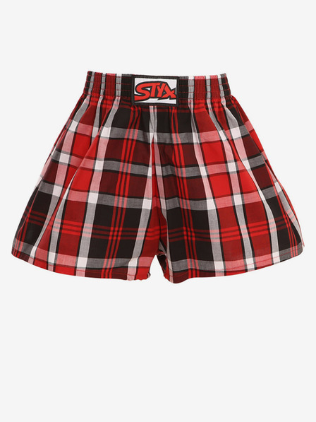 Styx Schwarz-rot karierte Jungen-Shorts Styx