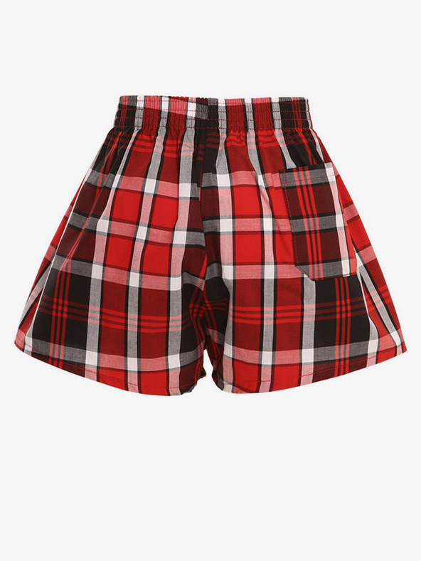 Styx Schwarz-rot karierte Jungen-Shorts Styx