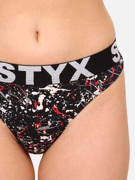 Styx Schwarzer gemusterter Damen-Tanga Styx art Jáchym