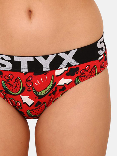 Styx Schwarzer und roter gemusterter Damenslip Styx art Melouny