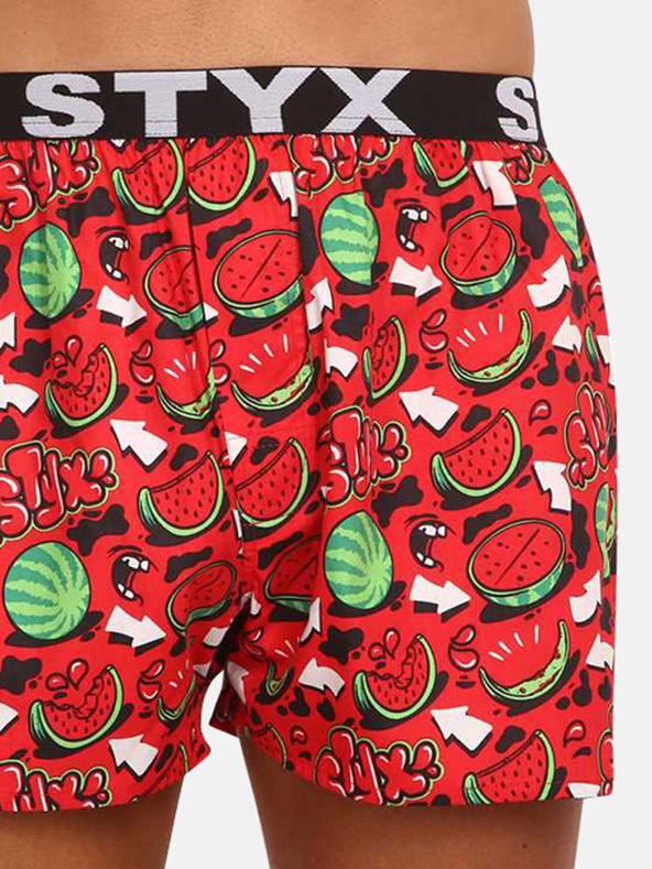 Styx Rot gemusterte Herrenshorts Styx