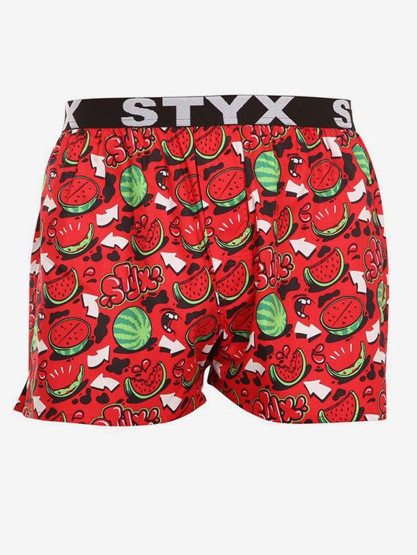 Styx Rot gemusterte Herrenshorts Styx