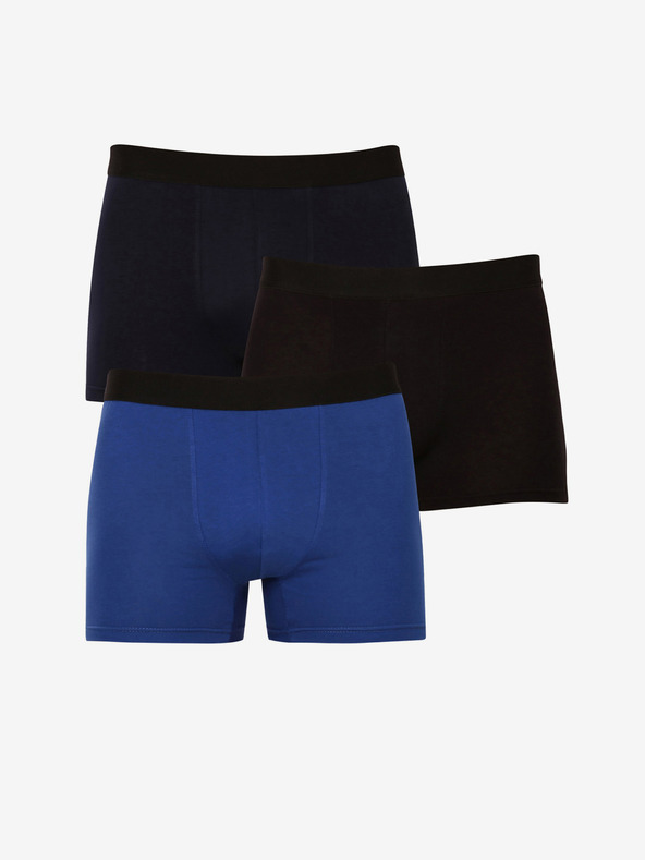 Nedeto Set mit drei Herren-Boxershorts in blau und schwarz Nedeto