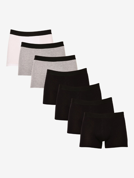 Nedeto Set mit sieben Herren-Boxershorts in schwarz, grau und weiß Nedeto