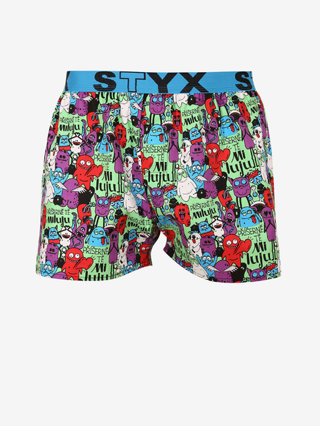 Styx Lila und grün gemusterte Herrenshorts Styx art Monsters