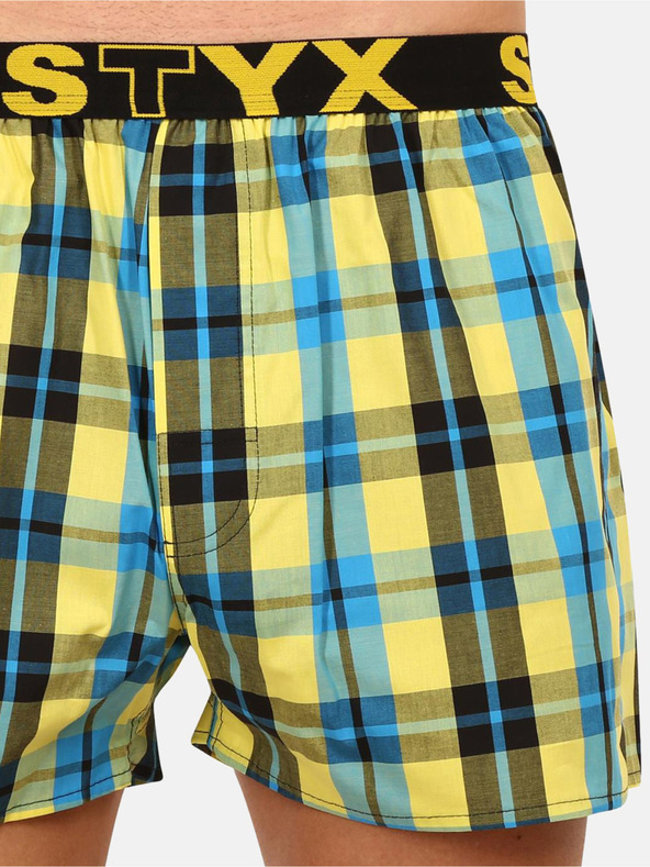 Styx Blau-gelb karierte Herrenshorts Styx