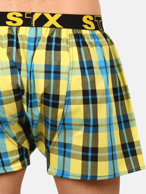 Styx Blau-gelb karierte Herrenshorts Styx