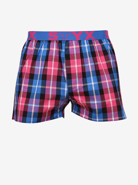Styx Blau und rosa karierte Shorts für Männer von Styx