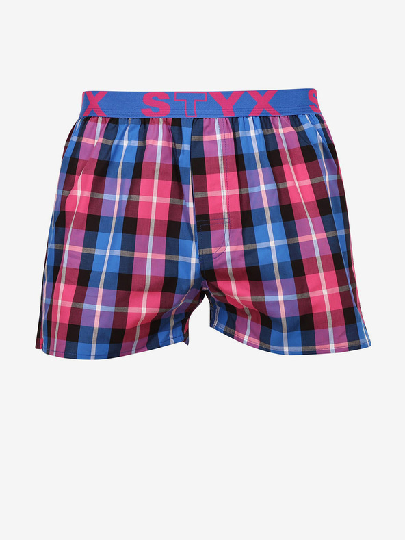 Styx Blau und rosa karierte Shorts für Männer von Styx