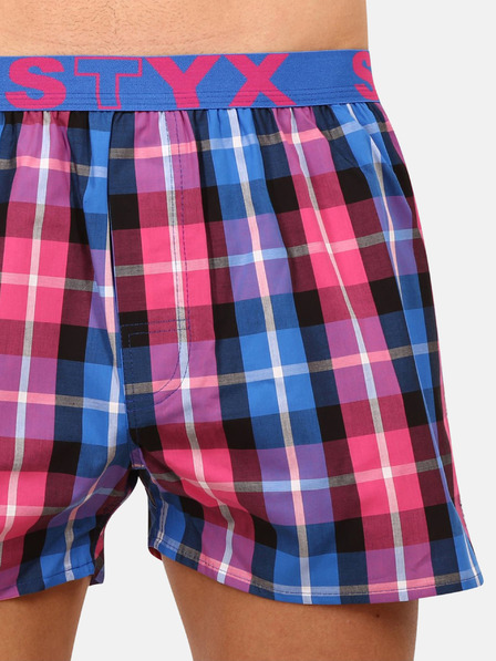 Styx Blau und rosa karierte Shorts für Männer von Styx