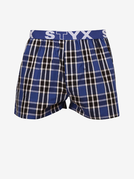 Styx Schwarz-blau karierte Herrenshorts Styx