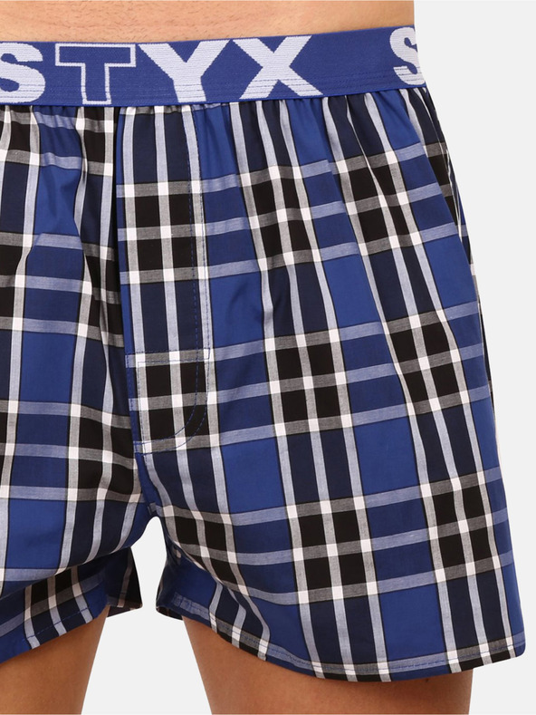 Styx Schwarz-blau karierte Herrenshorts Styx