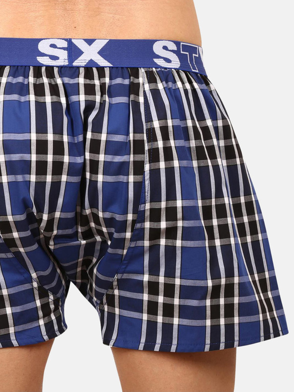 Styx Schwarz-blau karierte Herrenshorts Styx