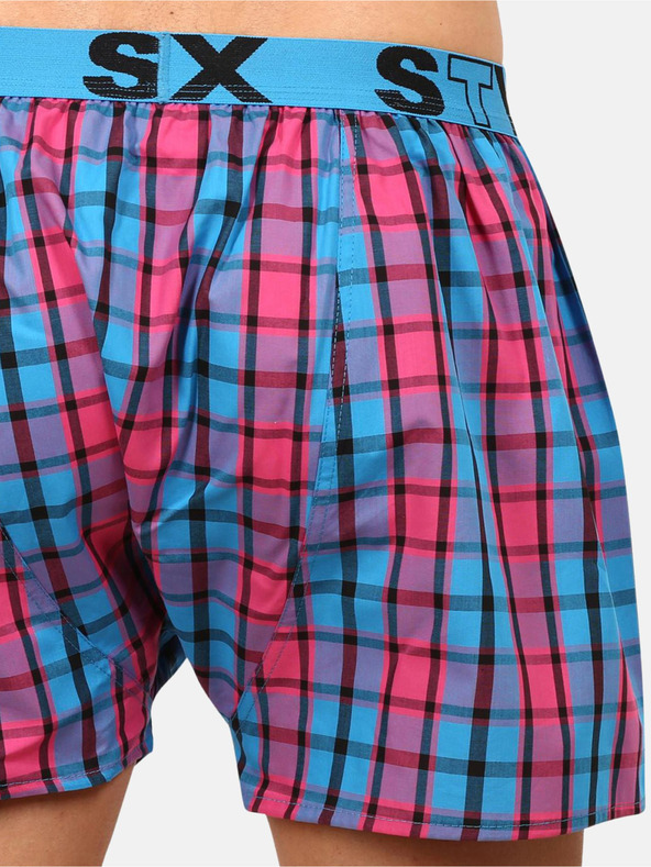 Styx Rosa und blau karierte Herrenshorts Styx