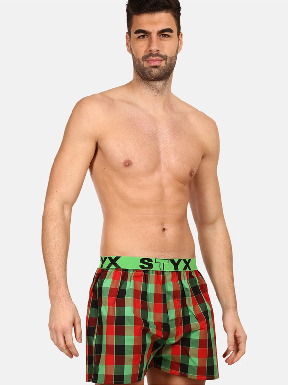 Styx Rot-grün karierte Styx Shorts für Männer