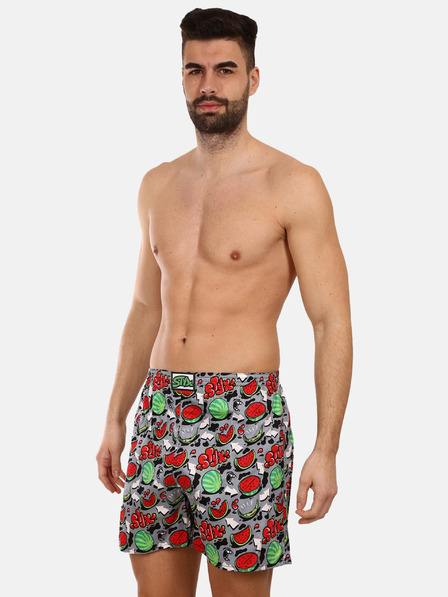 Styx Rote und graue Styx-Schlafshorts für Herren mit Wassermelonen-Muster
