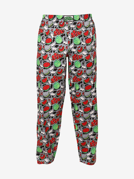 Styx Rote und graue gemusterte Herren-Pyjamahose Styx