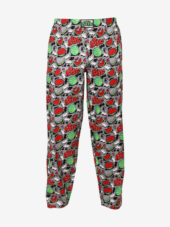 Styx Rote und graue gemusterte Herren-Pyjamahose Styx